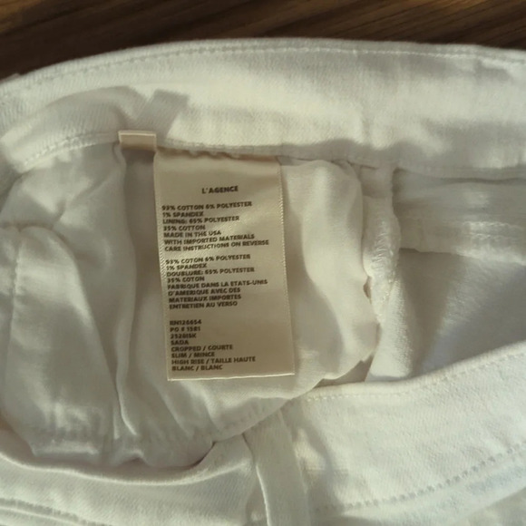 L'AGENCE Cropped Slim White Jeans, 25 - Picture 4 of 6